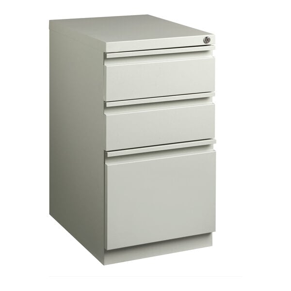 Hirsh 18576 Gray Mobile Pedestal Letter File Cabinet with 2 Box Drawers and 1 File Drawer - 15" x 19 7/8" x 27 3/4"