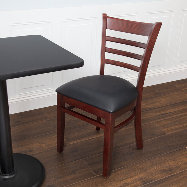 Lancaster Table Seating Mahogany Finish Wooden Ladder Back Chair With 2 1 2 Padded Seat