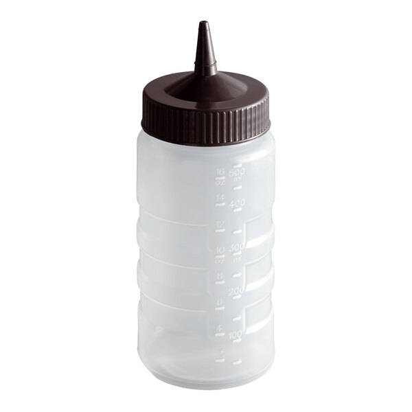 Vollrath 4916-1301 Traex® Color-Mate™ 16 oz. Clear Single Tip Wide Mouth Squeeze Bottle with Brown Cap