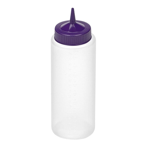 Vollrath Traex® Color-Mate™ 32 oz. Clear Single-Tip Standard Squeeze Bottle with Purple Cap