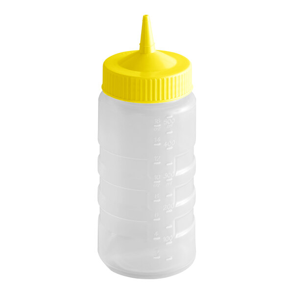 Vollrath 4916-1308 Traex® Color-Mate™ 16 oz. Clear Single Tip Wide Mouth Squeeze Bottle with Yellow Cap