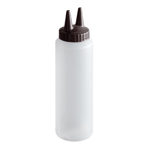 Vollrath 2208-1301 Traex® Color-Mate™ 8 oz. Clear Twin Tip™ Standard Squeeze Bottle with Brown Cap