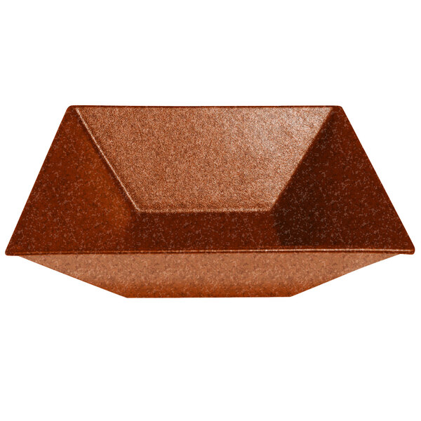 A brown rectangular G.E.T. Enterprises Bugambilia bowl with a smooth finish.