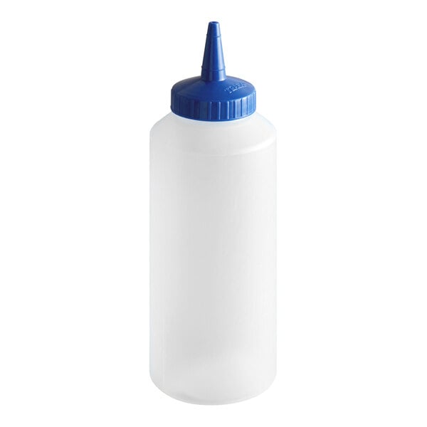 Vollrath 2812-1344 Traex® Color-Mate™ 12 oz. Clear Single Tip Standard Squeeze Bottle with Blue Cap