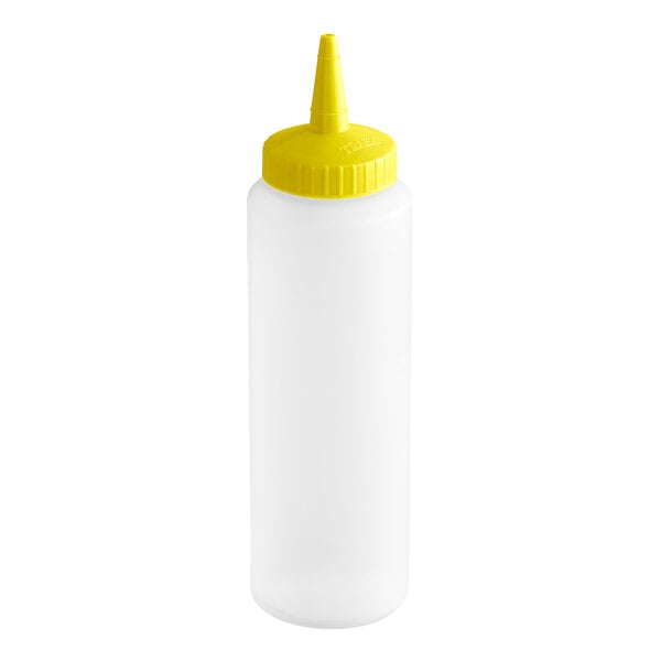 Vollrath 2808-1308 Traex® Color-Mate™ 8 oz. Clear Single Tip Standard Squeeze Bottle with Yellow Cap