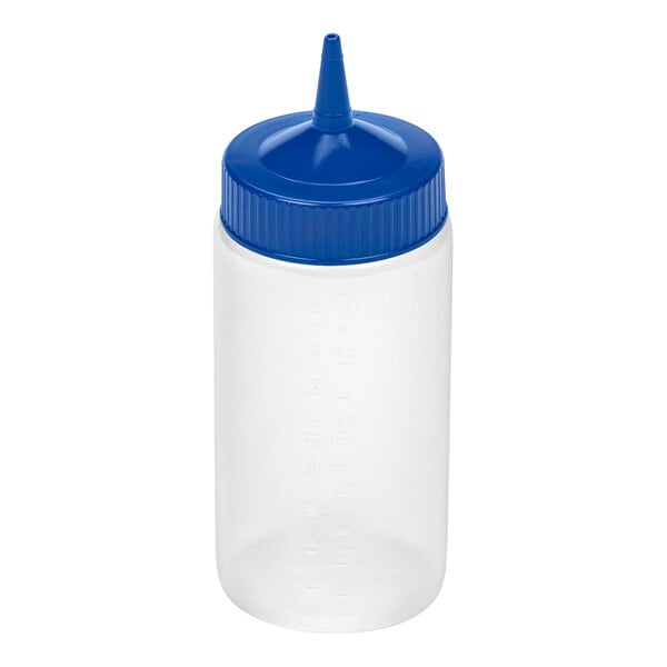 Vollrath Traex® Color-Mate™ 16 oz. Clear Single-Tip Wide Mouth Squeeze Bottle with Blue Cap
