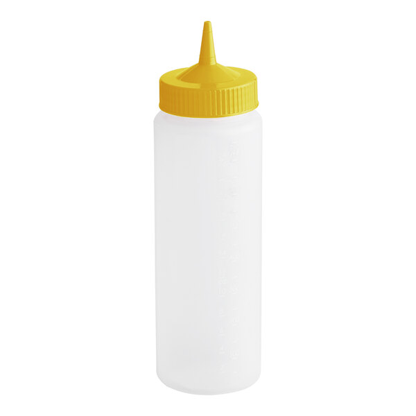 Vollrath 4924-1308 Traex® Color-Mate™ 24 oz. Clear Single Tip Wide Mouth Squeeze Bottle with Yellow Cap