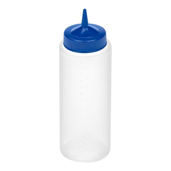Vollrath Traex® Color-Mate™ 32 oz. Clear Single-Tip Standard Squeeze Bottle with Blue Cap