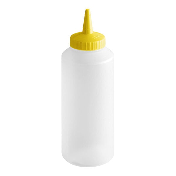 Vollrath 2812-1308 Traex® Color-Mate™ 12 oz. Clear Single Tip Standard Squeeze Bottle with Yellow Cap