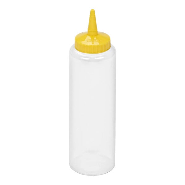 Vollrath Traex® Color-Mate™ 12 oz. Clear Single-Tip Standard Squeeze Bottle with Yellow Cap
