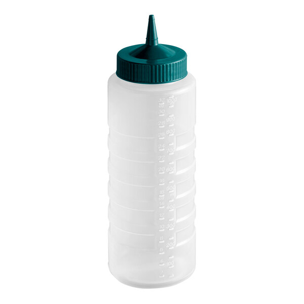 Vollrath 4932-13191 Traex® Color-Mate™ 32 oz. Clear Single Tip Standard Squeeze Bottle with Vista Green Cap