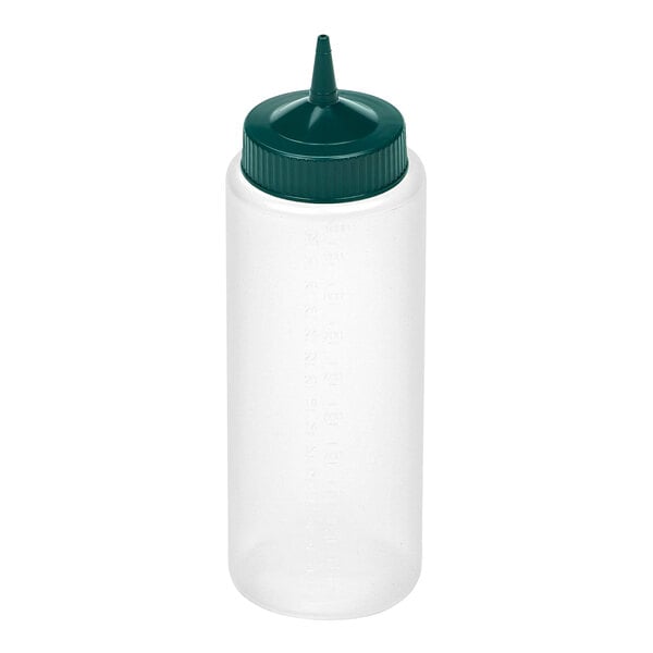 Vollrath Traex® Color-Mate™ 32 oz. Clear Single-Tip Standard Squeeze Bottle with Vista Green Cap