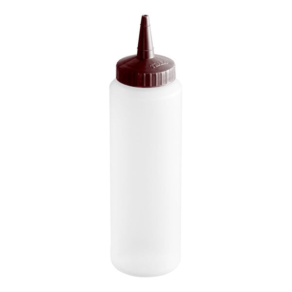 Vollrath 2808-1301 Traex® Color-Mate™ 8 oz. Clear Single Tip Standard Squeeze Bottle with Brown Cap