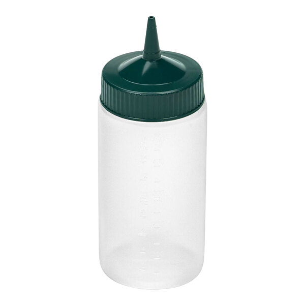 Vollrath Traex® Color-Mate™ 16 oz. Clear Single-Tip Wide Mouth Squeeze Bottle with Vista Green Cap