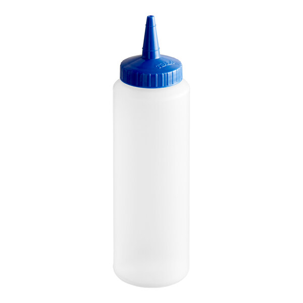 Vollrath 2808-1344 Traex® Color-Mate™ 8 oz. Clear Single Tip Standard Squeeze Bottle with Blue Cap