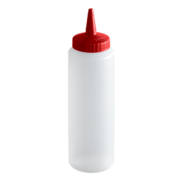 Vollrath 2808-1302 Traex® Color-Mate™ 8 oz. Clear Single Tip Standard Squeeze Bottle with Red Cap