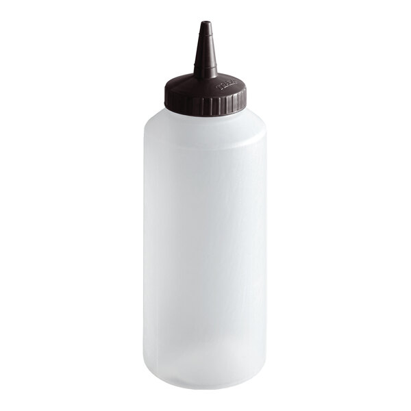 Vollrath 2812-1301 Traex® Color-Mate™ 12 oz. Clear Single Tip Standard Squeeze Bottle with Brown Cap