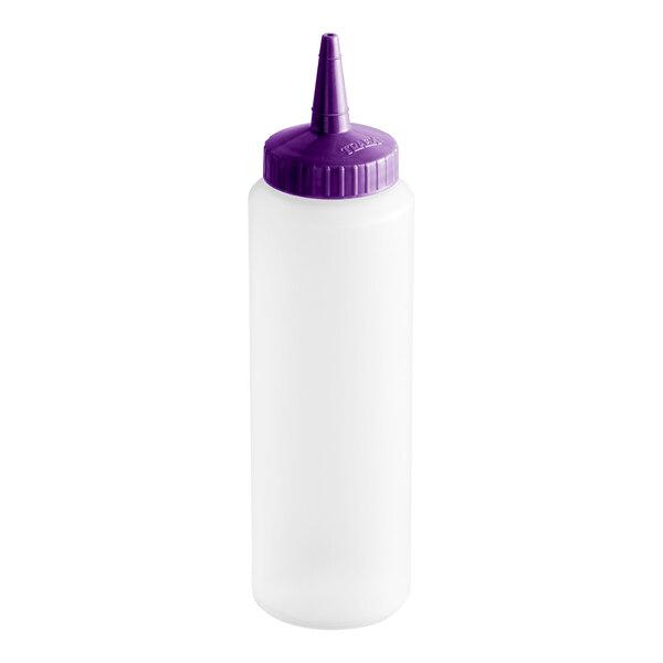 Vollrath 2808-1354 Traex® Color-Mate™ 8 oz. Clear Single Tip Standard Squeeze Bottle with Purple Cap