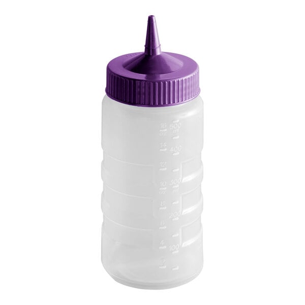 Vollrath 4916-1354 Traex® Color-Mate™ 16 oz. Clear Single Tip Wide Mouth Squeeze Bottle with Purple Cap