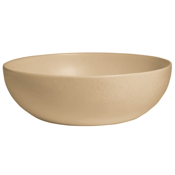 A G.E.T. Enterprises Bugambilia deep round bowl with a latte finish.