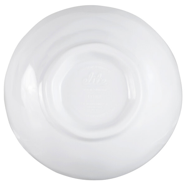 A close-up of an Elite Global Solutions Van Gogh navy melamine bowl with a circular pattern inside.