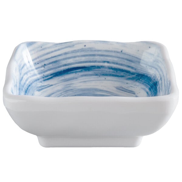 a close-up of a blue and white swirl