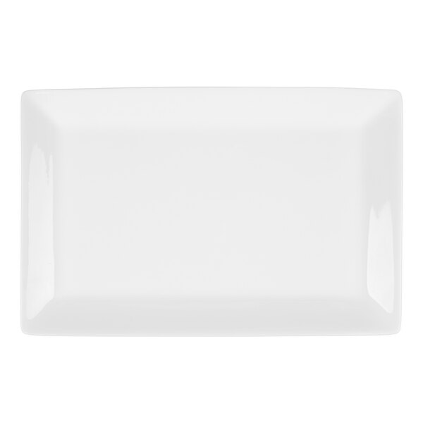 A white rectangular porcelain plate.