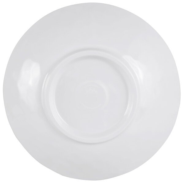 A white melamine bowl with a round rim.