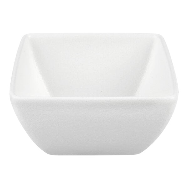 G.E.T. Enterprises Bugambilia 1.6 Qt. White Classic Textured Finish Resin-Coated Aluminum Square China Bowl