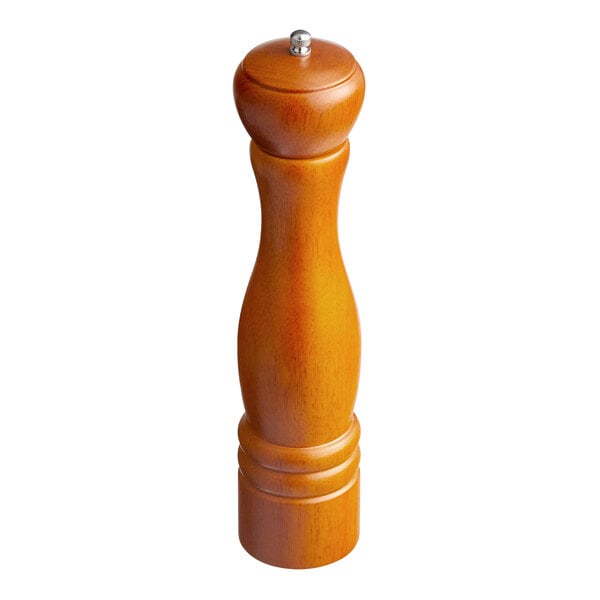A wooden Acopa salt and pepper mill with a metal top.