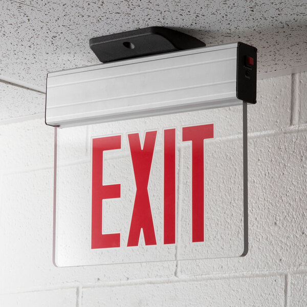 thumbnail image 2 of Antec Lighting LED Edge Lit Exit Sign – 120-347V, Battery Backup, Single Sided, Red Letters, Aluminum Housing 2 of 3