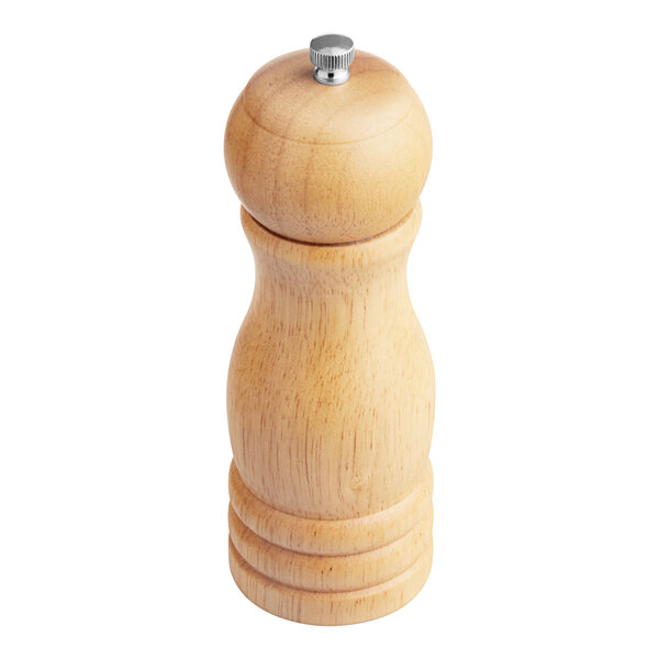 An Acopa wooden salt and pepper mill with a metal top.