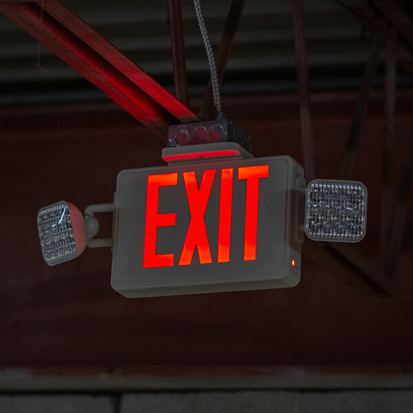 Lavex Industrial Red LED Exit Sign / Emergency Light Combo with ...