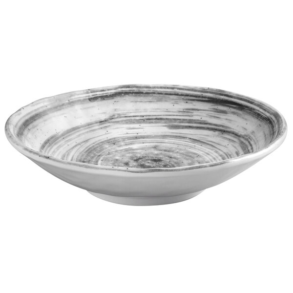 A white melamine bowl with a black and white Van Gogh design.