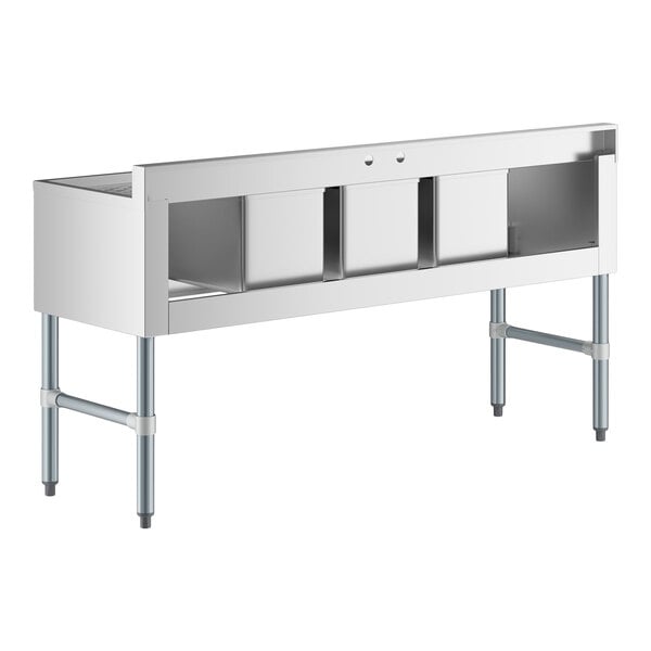 Regency 60" x 18 3/4" Three Bowl Underbar Sink with Two Drainboards