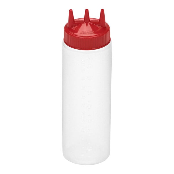 Vollrath Traex® Color-Mate™ 24 oz. Clear Tri Tip™ Wide Mouth Squeeze Bottle with Red Cap
