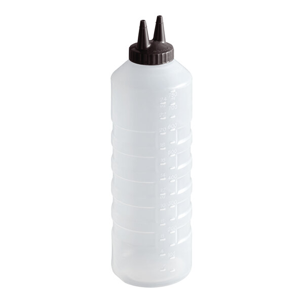 Vollrath 2224-1301 Traex® Color-Mate™ 24 oz. Clear Twin Tip™ Standard Squeeze Bottle with Brown Cap