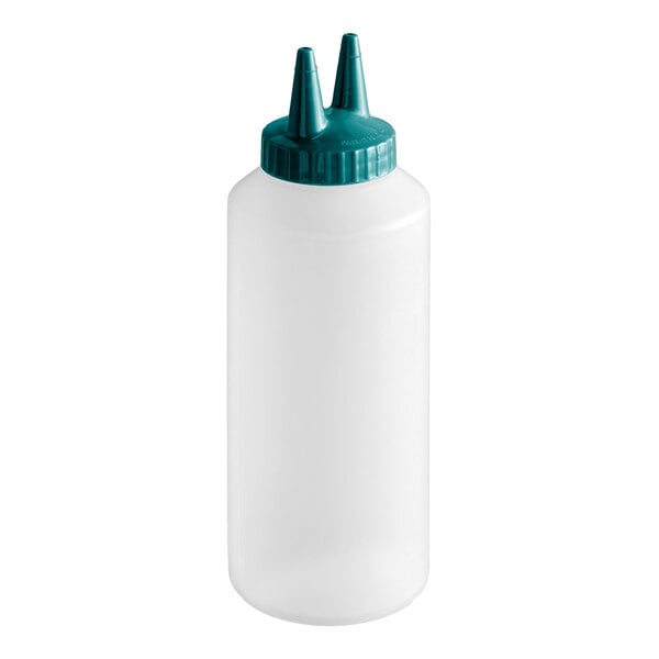Vollrath 2212-13191 Traex® Color-Mate™ 12 oz. Clear Twin Tip™ Standard Squeeze Bottle with Vista Green Cap