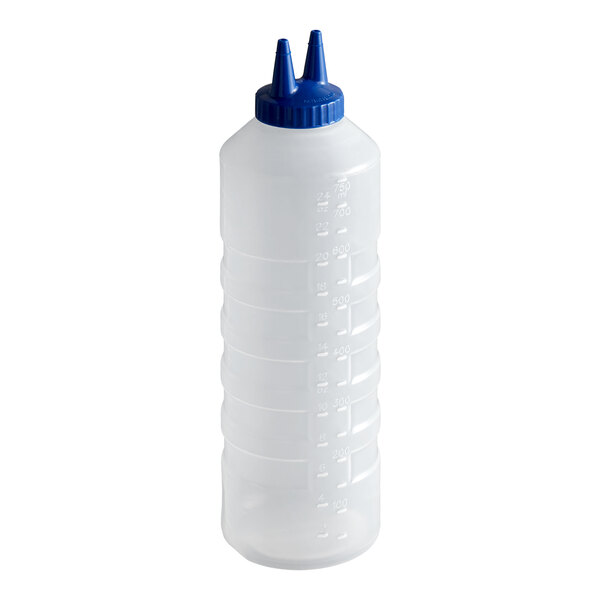 Vollrath 2224-1344 Traex® Color-Mate™ 24 oz. Clear Twin Tip™ Standard Squeeze Bottle with Blue Cap