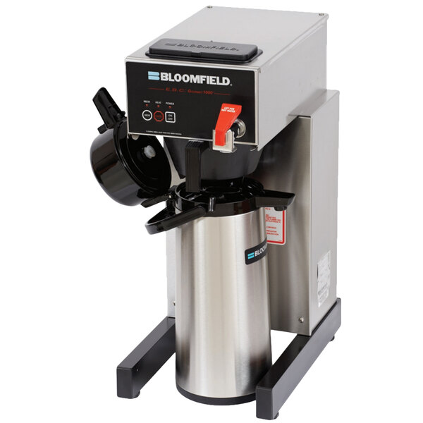 A Bloomfield E.B.C. automatic airpot coffee maker with touchpad controls.