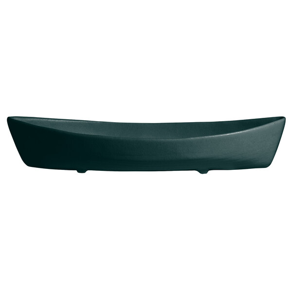 A G.E.T. Enterprises forest green resin-coated aluminum boat with a textured finish.