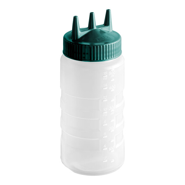 Vollrath 3316-13191 Traex® Color-Mate™ 16 oz. Clear Tri Tip™ Wide Mouth Squeeze Bottle with Vista Green Cap