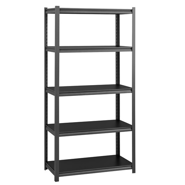 a black metal shelving unit