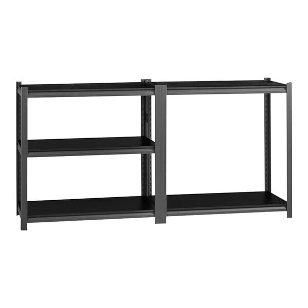Hirsh Industries 20996 36" x 18" x 72" Gunmetal Gray Heavy-Duty Five-Shelf Boltless Shelving Unit with Black Laminated Decking