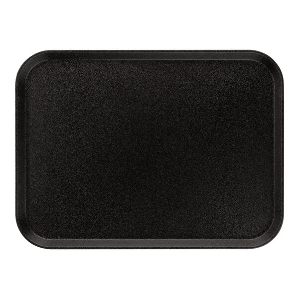 A black rectangular Carlisle Griptite non skid serving tray.