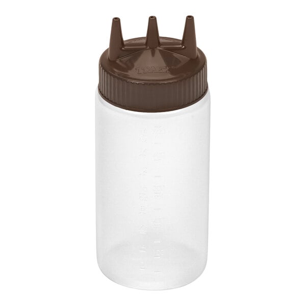 Vollrath Traex® Color-Mate™ 16 oz. Clear Tri Tip™ Wide Mouth Squeeze Bottle with Brown Cap