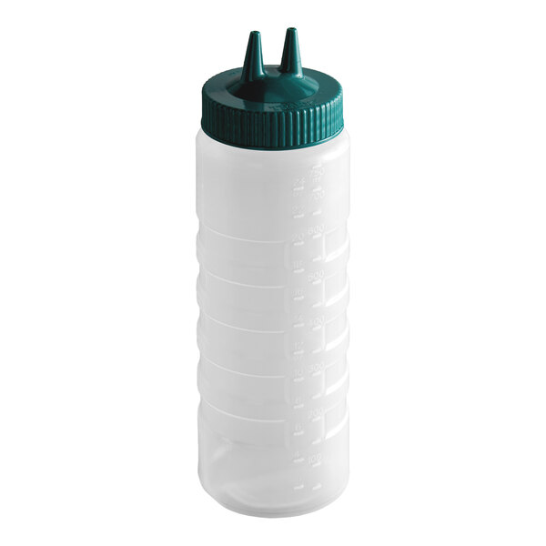 Vollrath 2324-13191 Traex® Color-Mate™ 24 oz. Clear Twin Tip™ Wide Mouth Squeeze Bottle with Vista Green Cap