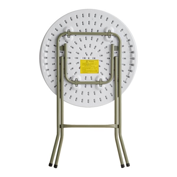 Lancaster Table & Seating 24" Round Granite White Heavy-Duty Blow Molded Standard Height Plastic Folding Table with Sage Gray Legs