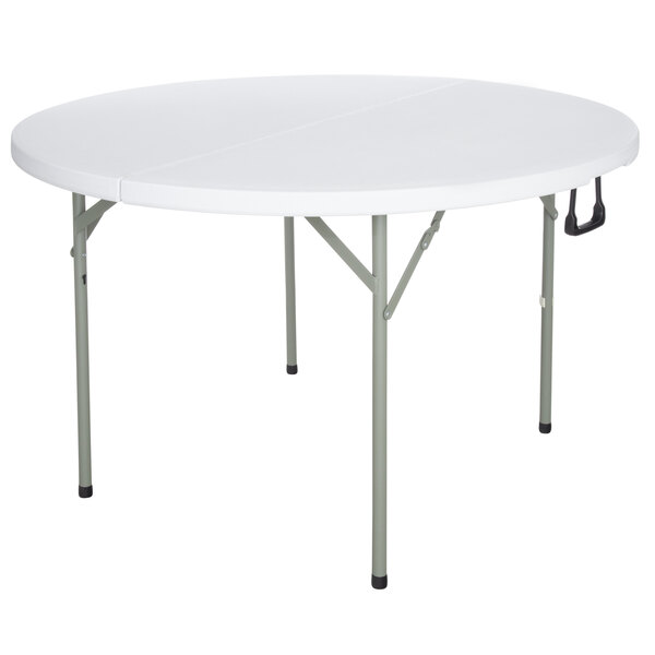 Granite White Plastic Bi Folding Table, 48 Inch Round Table Folding