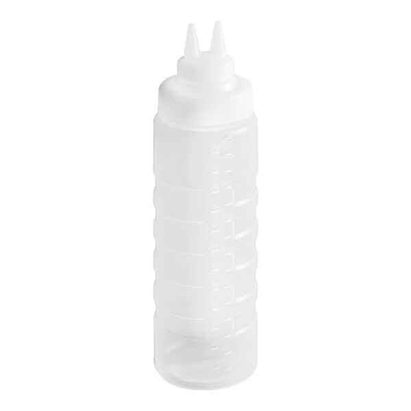 Vollrath 22024-13 Traex® 24 oz. Clear Wide Mouth Squeeze Bottle with Converter and Twin Tip™ Cap